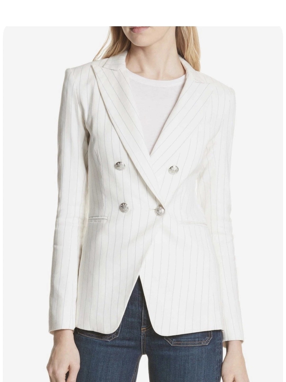 Veronica Beard Apollo Pinstripe Double Breasted Dickey Blazer Jacket Size 4
